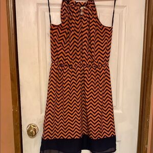 Chevron Patterned Orange and Black Dress